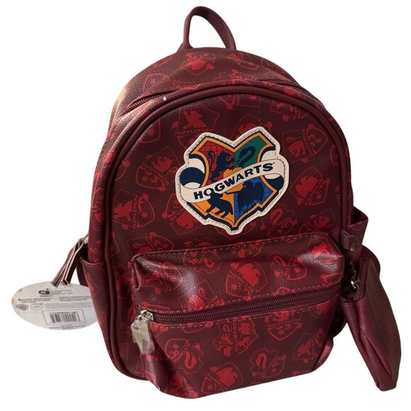 Harry Potter Hogwarts Girls Bag Red Faux Leather Mini Backpack With Coin Purse - Picture 1 of 4